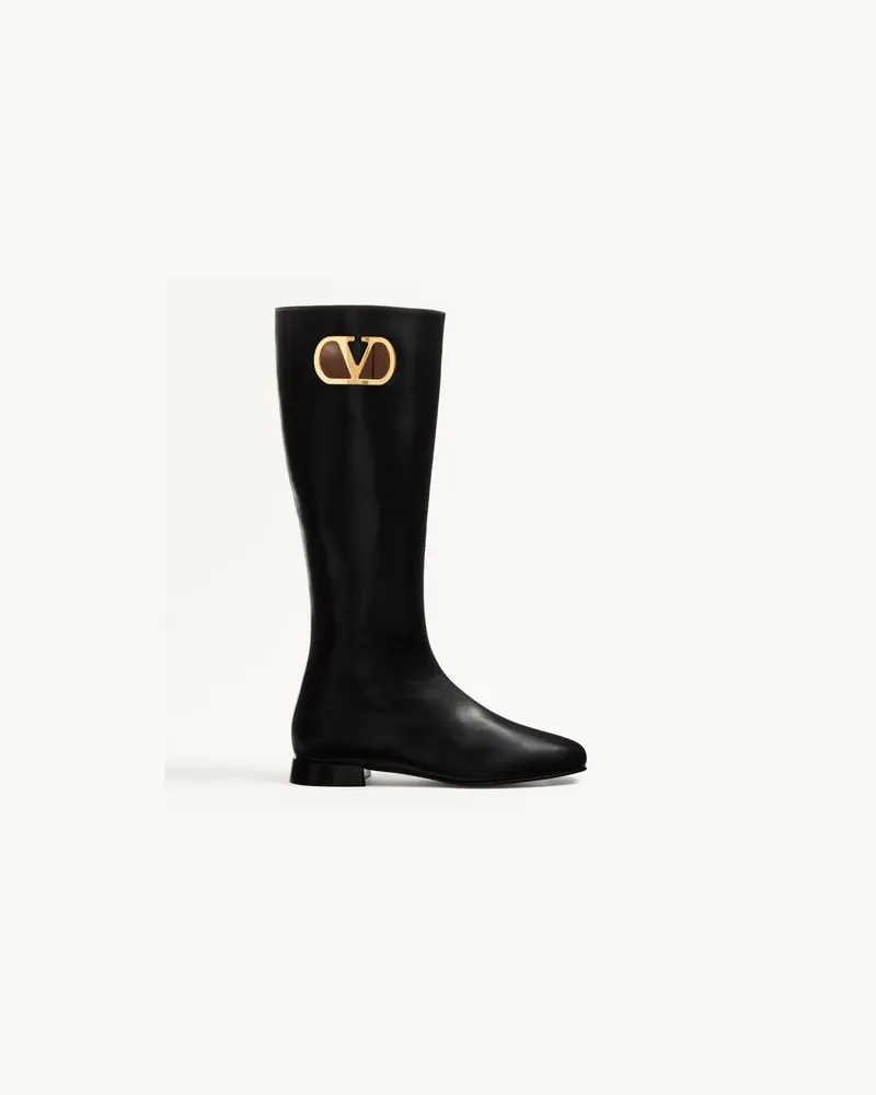 Valentino Garavani Vlogo Signature Boots Aus Ziegenleder, 20 Mm Frau SCHWARZ Schwarz