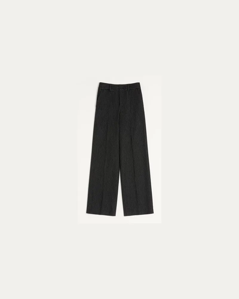 Valentino Garavani Valentino Nadelstreifenhose aus Wolle und Seide Mann SCHWARZ/WEISS Schwarz