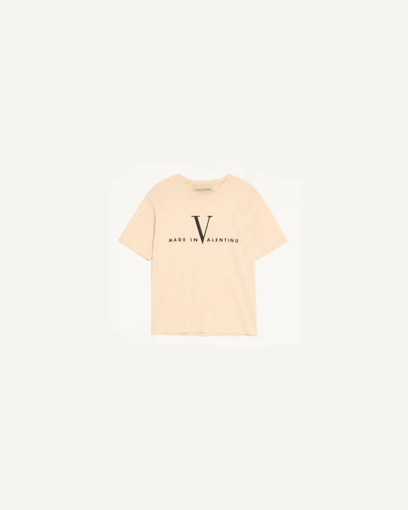 Valentino Garavani Valentino T-Shirt aus Baumwolle mit „Made in Valentino“-Print Mann BUTTER/SCHWARZ Butter