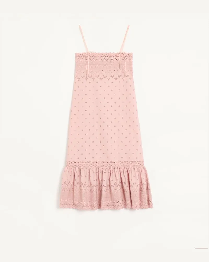 Valentino Garavani Midi-Kleid aus Sangallo mit Fleur A Jours Margheritine Frau ROSA Rosa