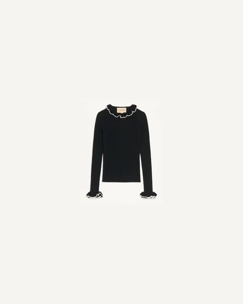 Valentino Garavani WOLLPULLOVER Frau SCHWARZ/ELFENBEIN Schwarz