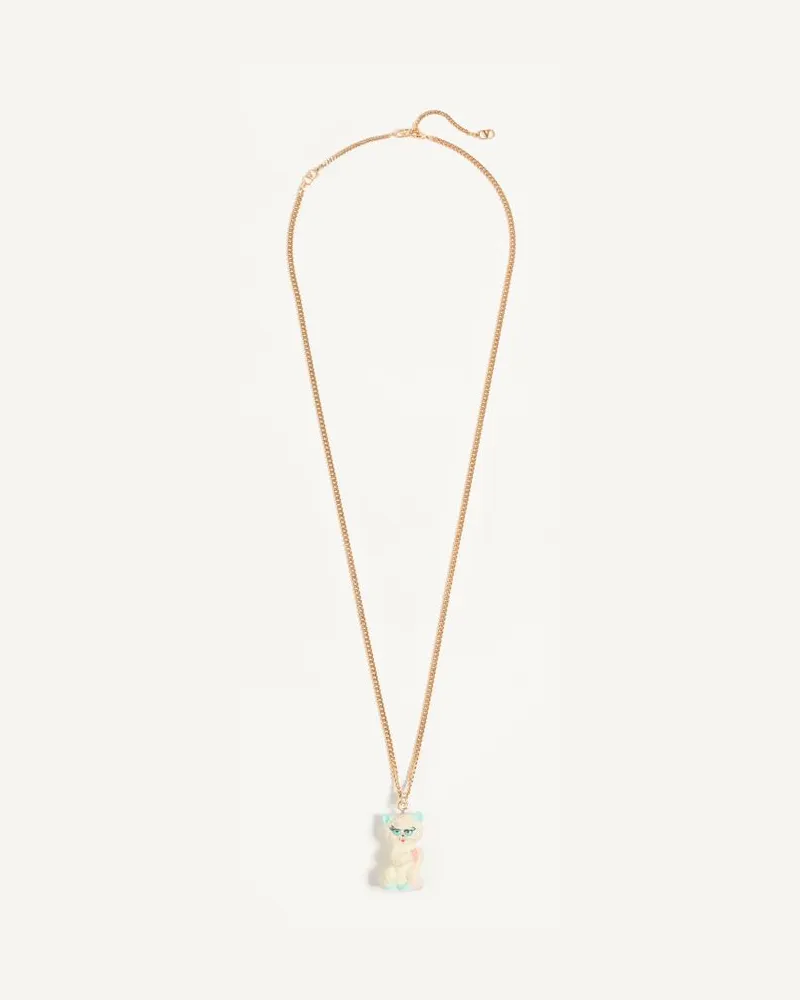 Valentino Garavani Le Chat De La Maison Halskette Aus Metall, Nylon Und Swarovski Kristallen Frau ANTIQUE BRASS Antique