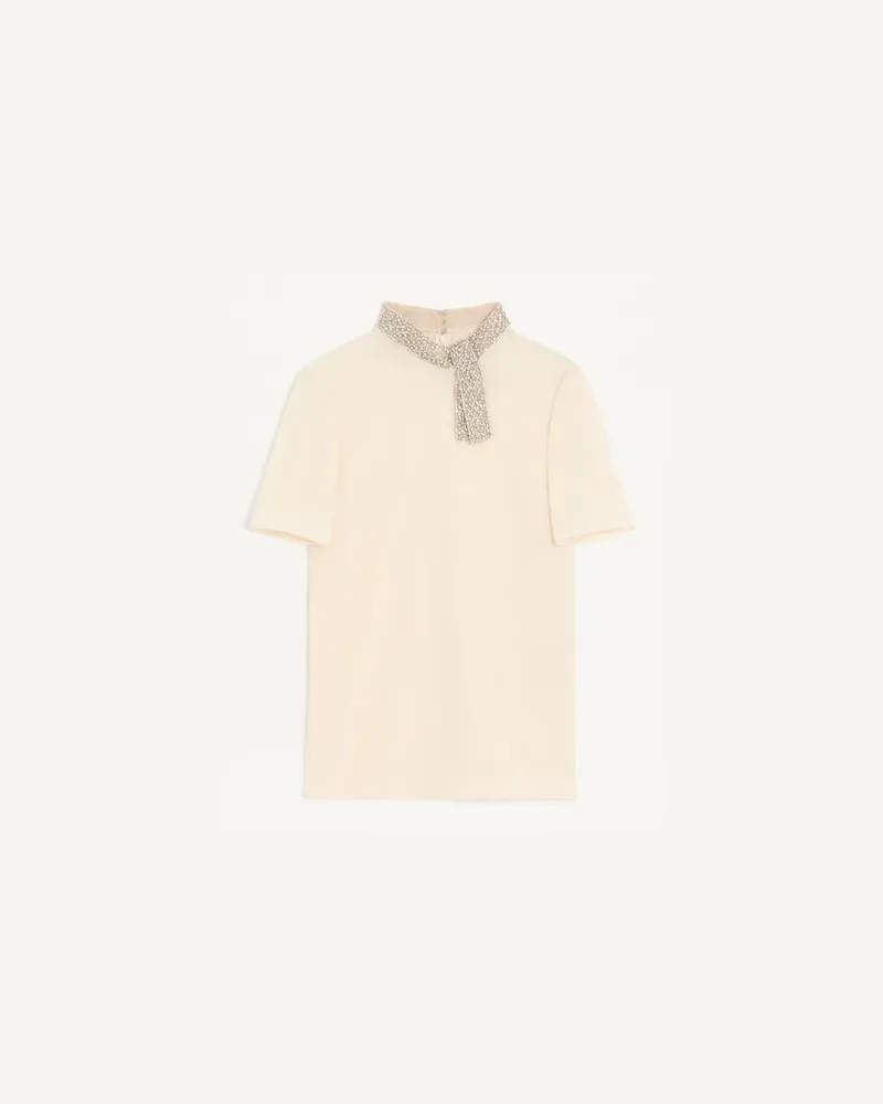 Valentino Garavani Besticktes Crepe De Chine Top Frau KORAL/SILBER Koral