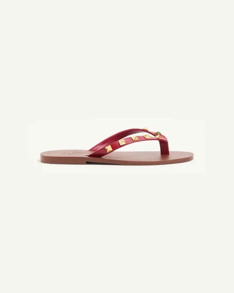 Valentino Garavani Rockstud Flip-Flops Aus Kalbsleder 05 Mm Frau ROT Rot
