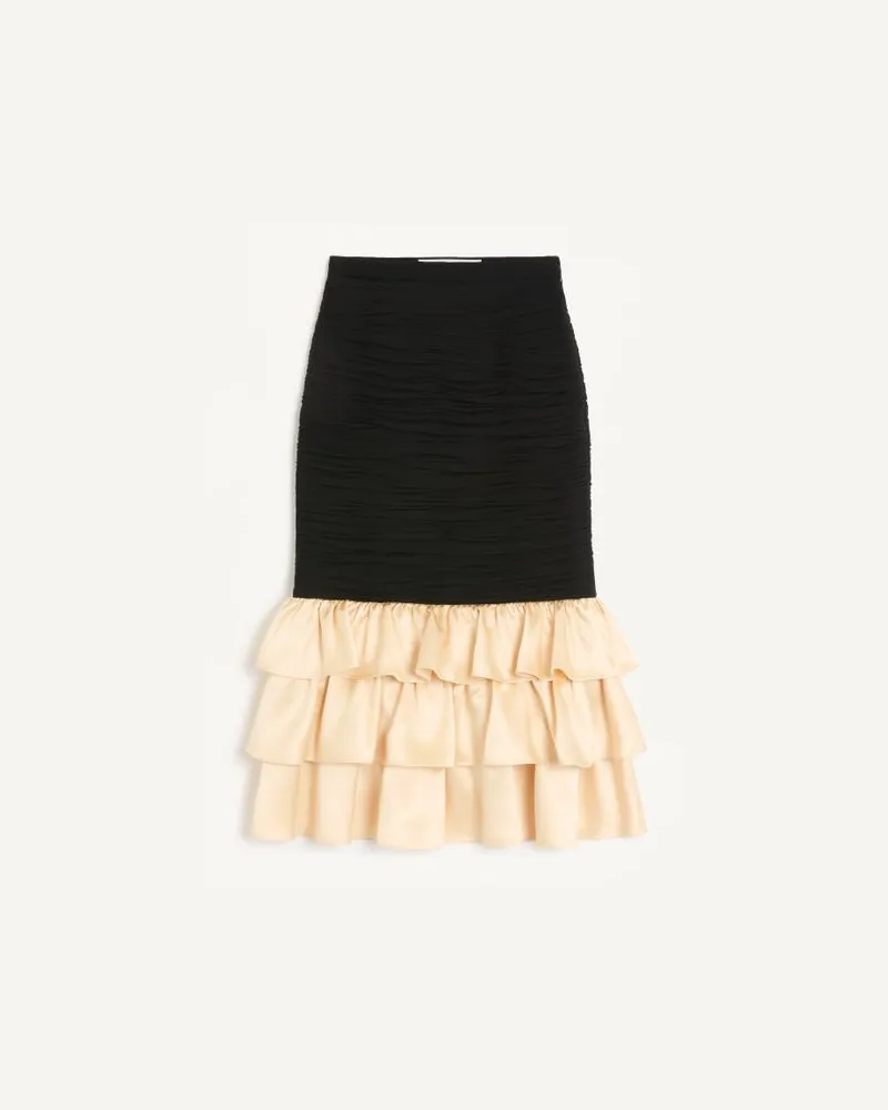 Valentino Garavani Midirock Aus Leichtem Georgette Frau SCHWARZ/BIRKE Schwarz