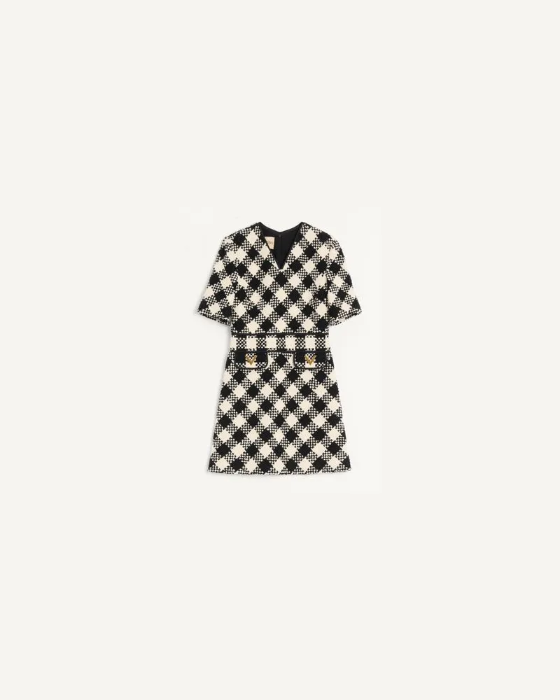 Valentino Garavani Damier Tweed Kleid Frau BIRKE/SCHWARZ Birke