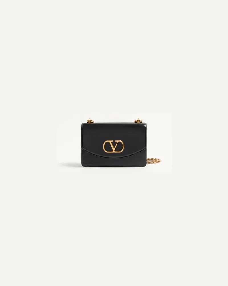 Valentino Garavani Valentino Garavani Vain Schultertasche Aus Glänzendem Kalbsleder Frau SCHWARZ Schwarz