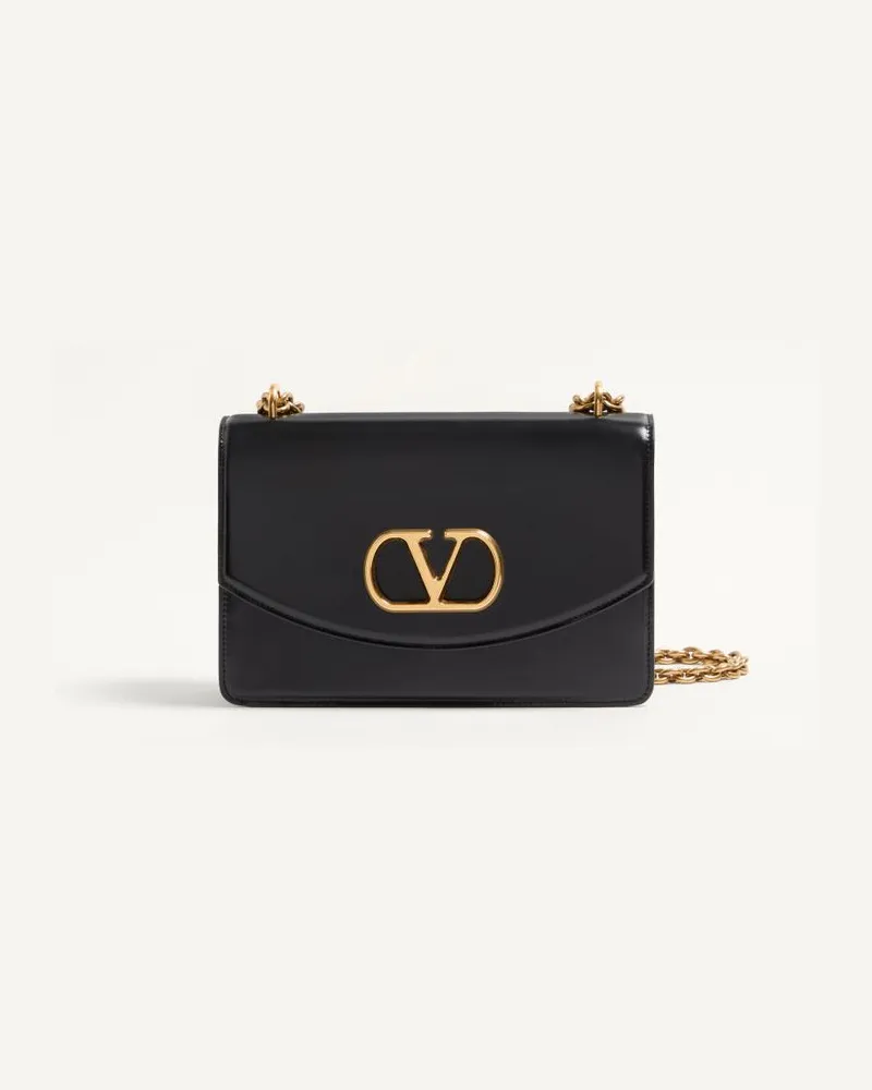 Valentino Garavani Valentino Garavani Vain Schultertasche Aus Glänzendem Kalbsleder Frau SCHWARZ Schwarz
