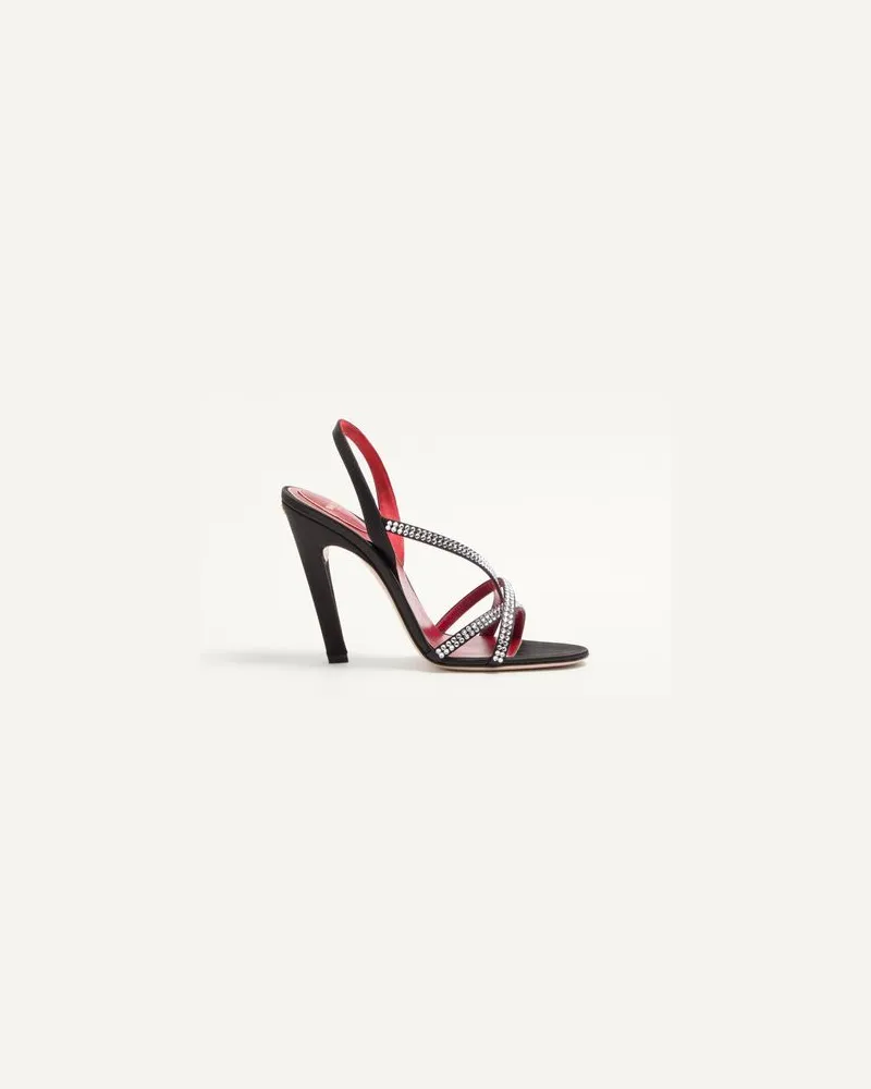 Valentino Garavani Dans Le Foyer Sandalen aus Satin mit Kristallen, 105 mm Frau SCHWARZ Schwarz