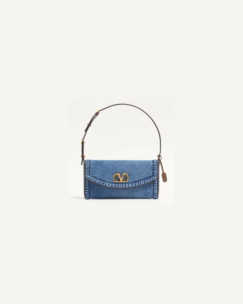 Valentino Garavani Kleine Valentino Garavani DeVain Schultertasche aus Denim Frau DENIM Denim