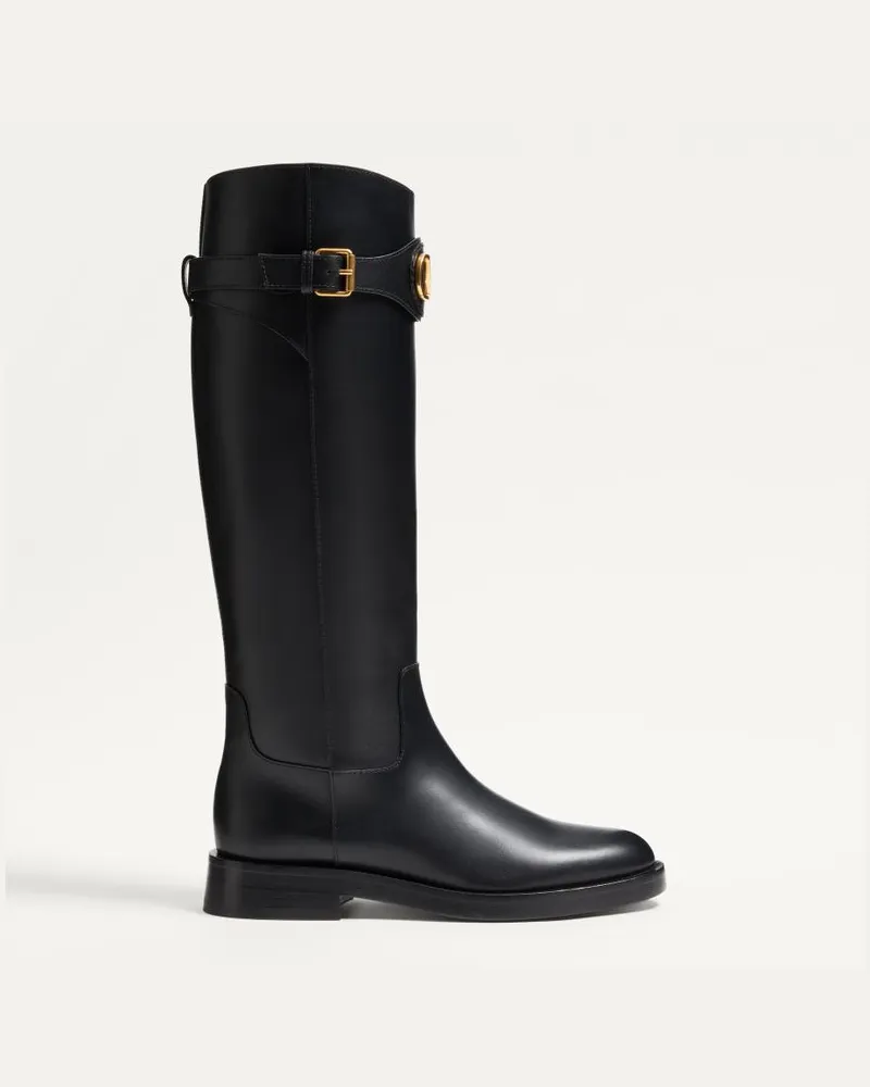 Valentino Garavani Vlogo Signature Boots Aus Kalbsleder, 30 Mm Frau SCHWARZ Schwarz