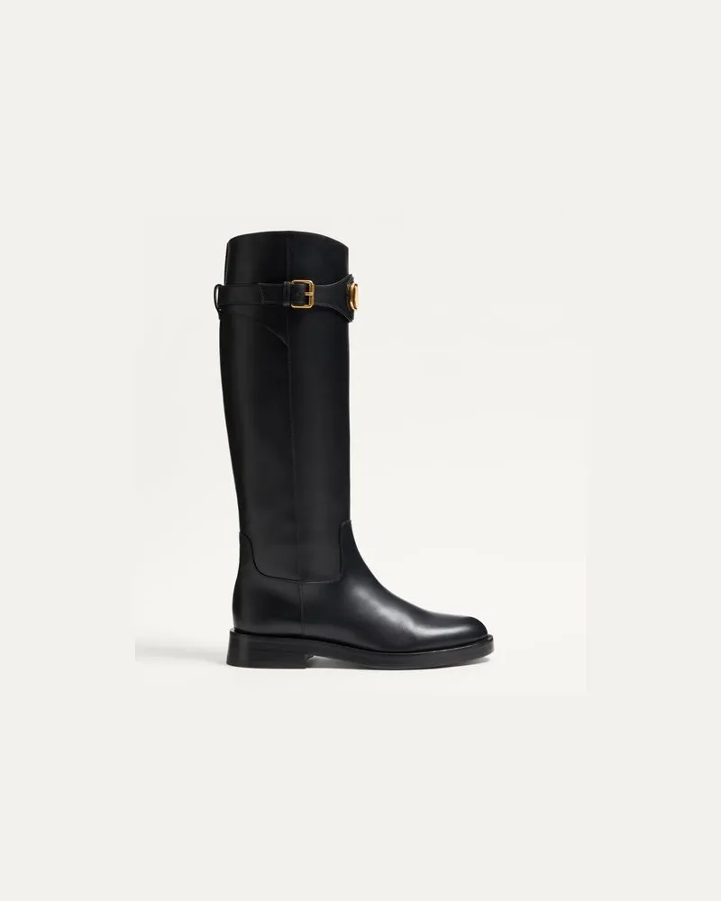 Valentino Garavani Vlogo Signature Boots Aus Kalbsleder, 30 Mm Frau SCHWARZ Schwarz