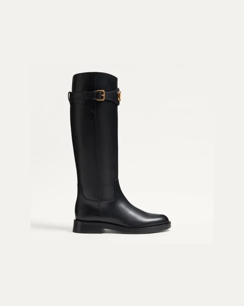Valentino Garavani Vlogo Signature Boots Aus Kalbsleder, 30 Mm Frau SCHWARZ Schwarz