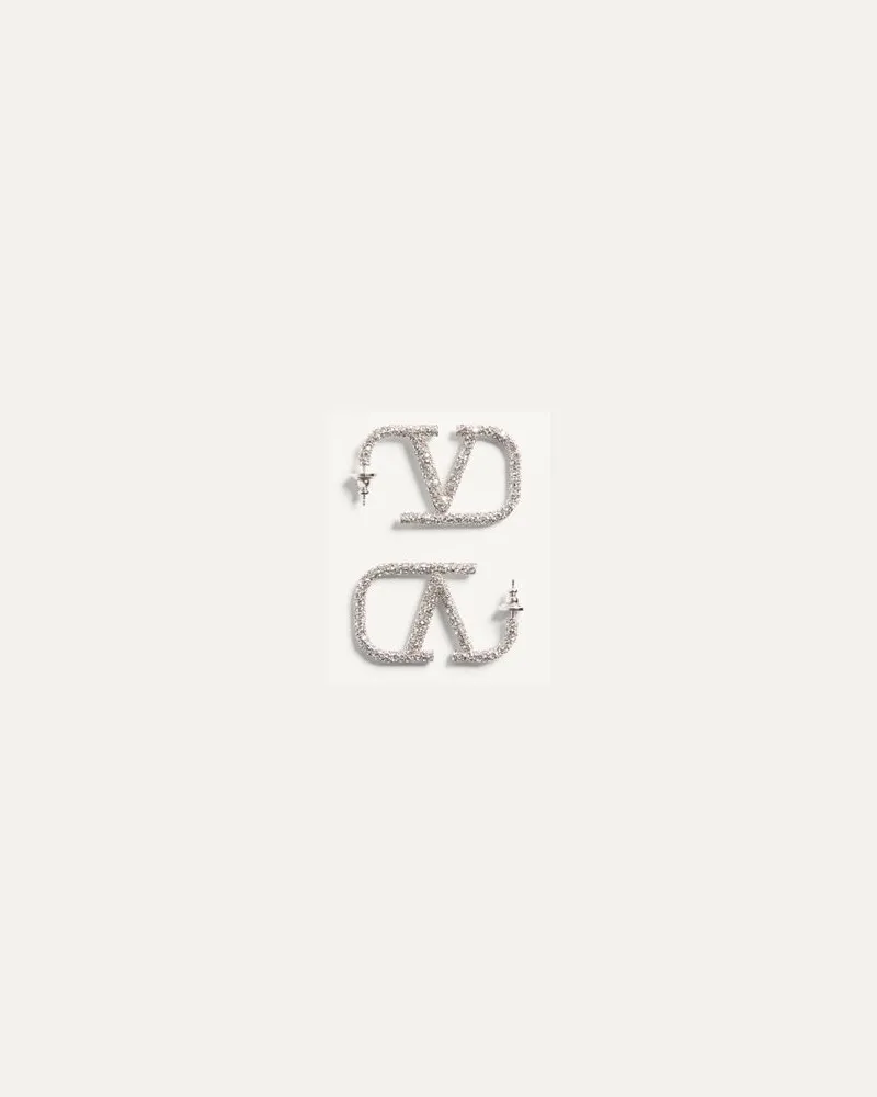 Valentino Garavani Vlogo Signature“ Ohrringe Aus Metall Mit Swarovski®-Kristallen Frau PALLADIUM/CRYSTAL Palladium