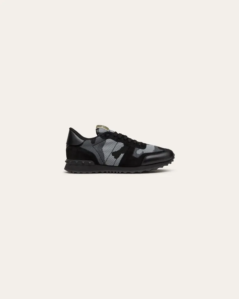 Valentino Garavani Sneakers Rockrunner Camouflage Aus Mesh Mann SCHWARZ/STONE Schwarz