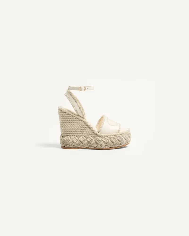Valentino Garavani Vlogo Torchon Keilsandale Aus Nappa, 130 Mm Frau ELFENBEIN Elfenbein