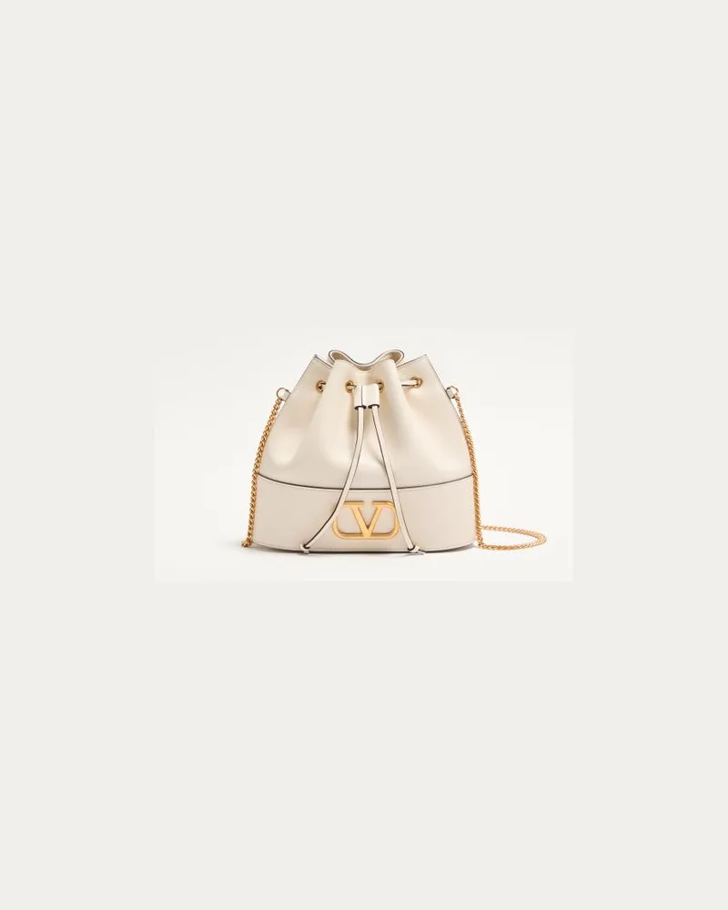 Valentino Garavani KLEINE VLogo SIGNATURE BUCKET-BAG AUS NAPPALEDER Frau LIGHT IVORY Light