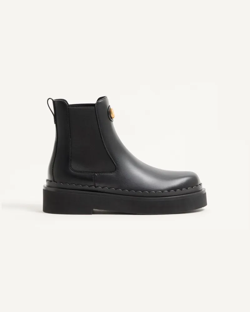 Valentino Garavani Vlogo Signature Chelsea-Boots aus Kalbsleder, 45 mm Frau SCHWARZ Schwarz