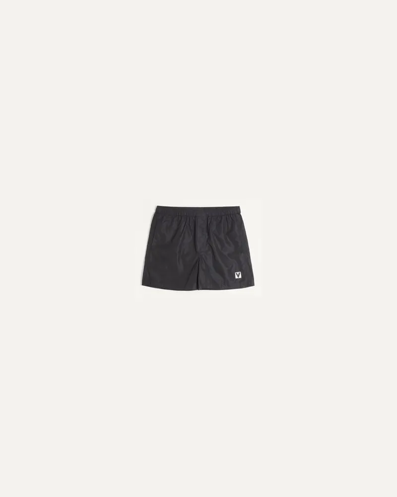 Valentino Garavani Badehose Aus Nylon Mit Chez Valentino Patch Mann SCHWARZ Schwarz