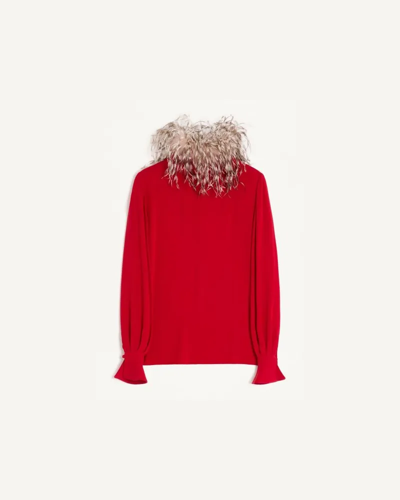 Valentino Garavani Georgette-Top Mit Bedruckten Federn Frau PARIS/BRAUN Paris