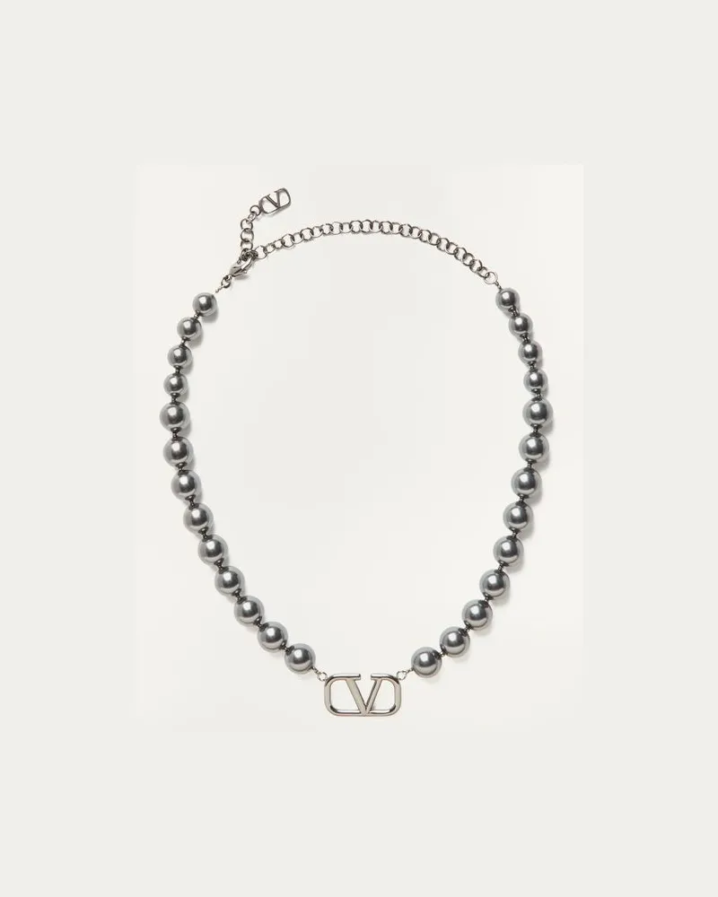 Valentino Garavani Choker Vlogo Signature Aus Metall Mit Swarovski®-Perlen Mann RUTHENIUM Ruthenium