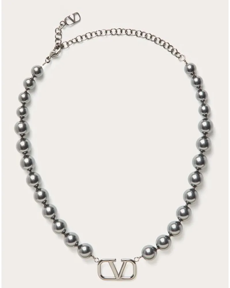 Valentino Garavani CHOKER VLOGO SIGNATURE aus METALL mit SWAROVSKI®-PERLEN Mann Ruthenium