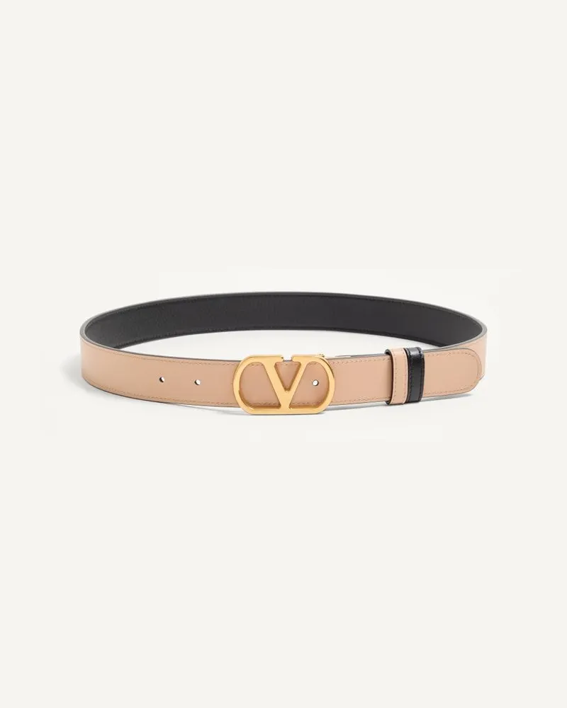 Valentino Garavani Valentino Garavani VLogo Signature Wendegürtel Aus Glänzendem Kalbsleder Frau SCHWARZ/ROSA Schwarz