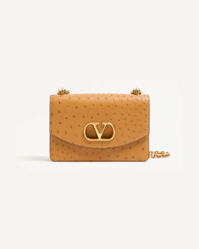 Valentino Garavani Valentino Garavani Vain Straußenschultertasche Frau TABAK Tabak