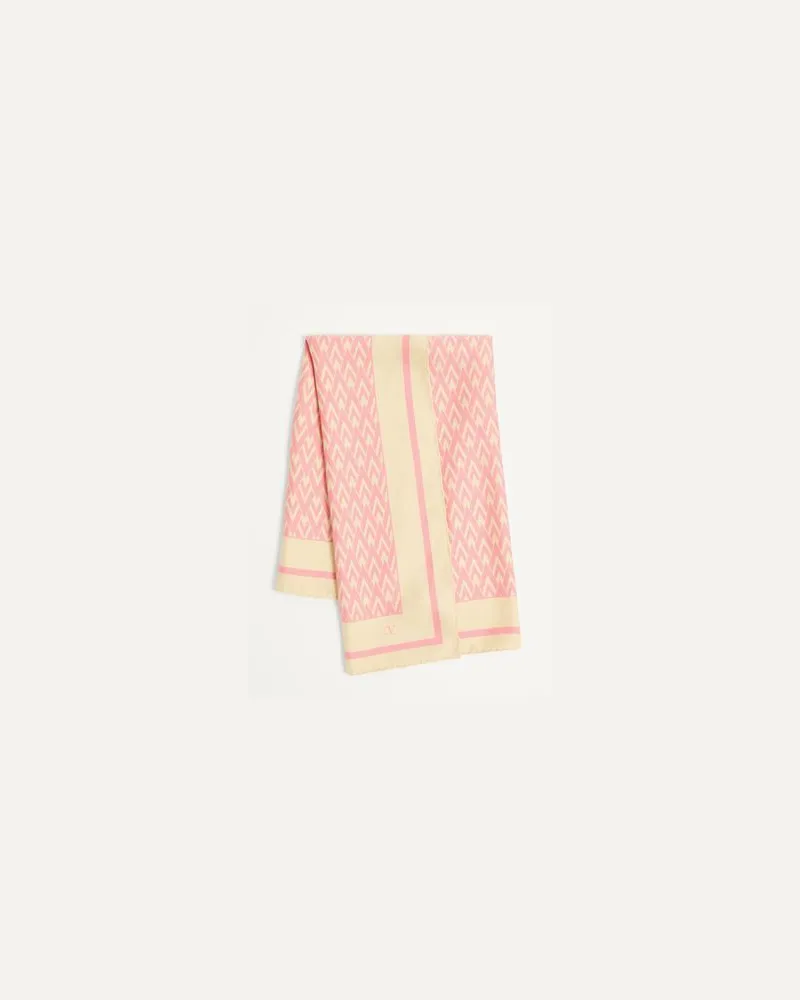 Valentino Garavani Toute La V Seidenschal Frau CREME/ROSA Creme
