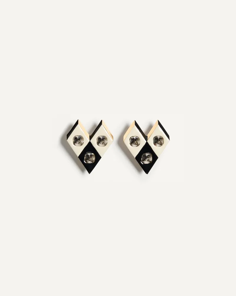 Valentino Garavani Losangettes Ohrringe Aus Metall, Emaille Und Kristall Frau GOLD/SCHWARZ/CRYSTAL Gold