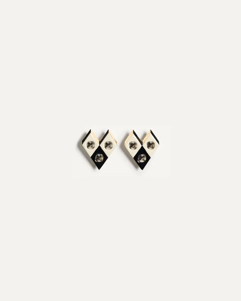 Valentino Garavani Losangettes Ohrringe Aus Metall, Emaille Und Kristall Frau GOLD/SCHWARZ/CRYSTAL Gold
