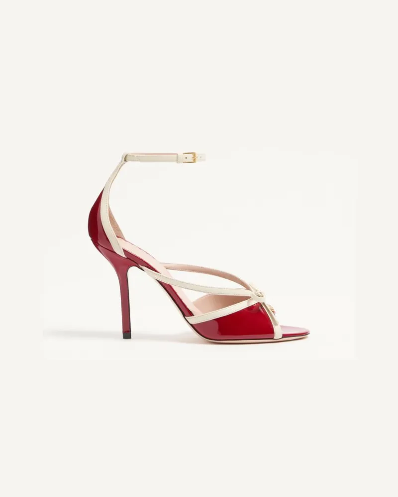 Valentino Garavani Bepointy Sandalen aus Lackleder und Ziegenleder, 100 mm Frau ROT/ELFENBEIN Rot
