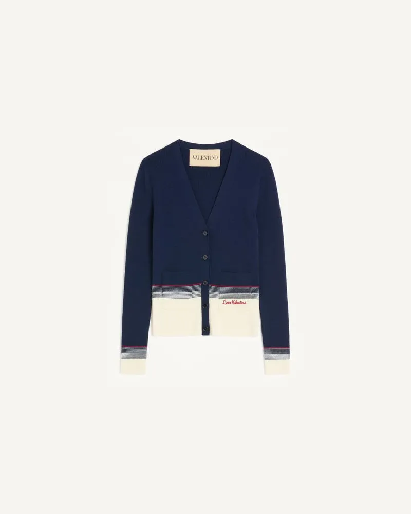 Valentino Garavani Wollcardigan Frau MARINEBLAU/BIRKE Marineblau