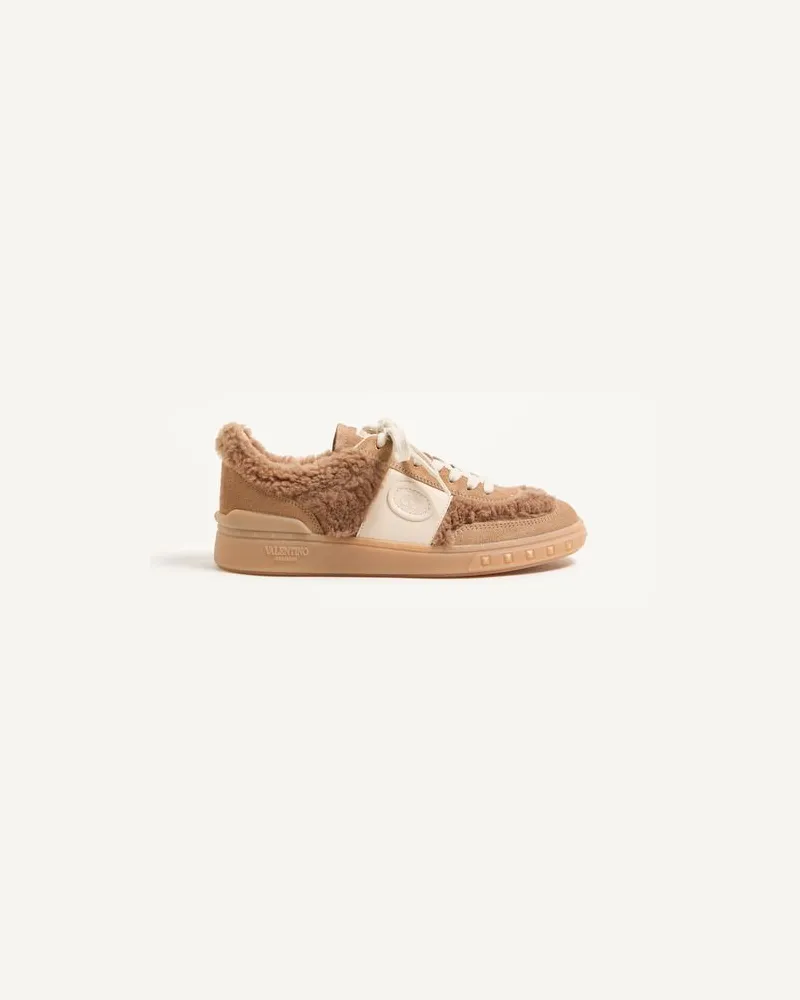 Valentino Garavani Upvillage Sneaker Aus Wolle Und Crustleder Frau KAMEL/GLACE Kamel