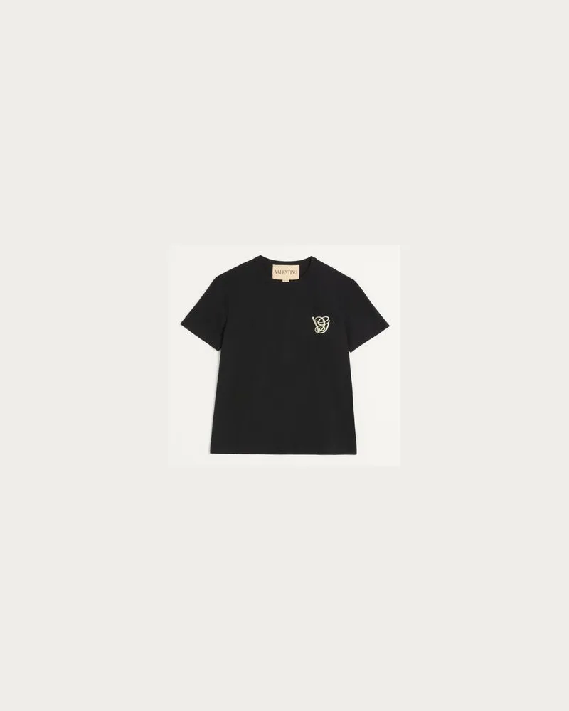 Valentino Garavani T-Shirt Aus Baumwolle Mit Vg-Patch Mann SCHWARZ Schwarz