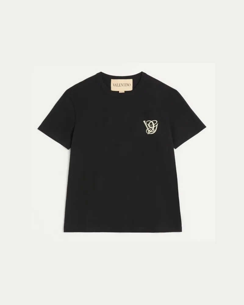 Valentino Garavani T-Shirt Aus Baumwolle Mit Vg-Patch Mann SCHWARZ Schwarz