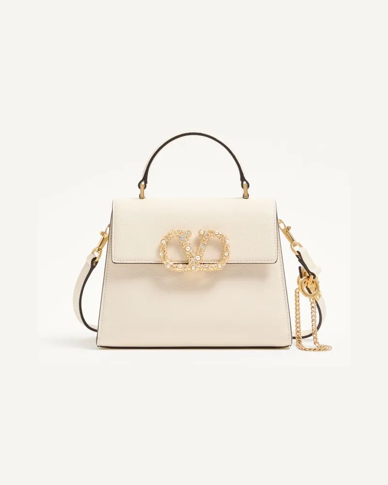 Valentino Garavani Valentino Garavani Vsling Kleine Handtasche Aus Genarbtem Kalbsleder Mit Schmucklogo Frau ELFENBEIN Elfenbein