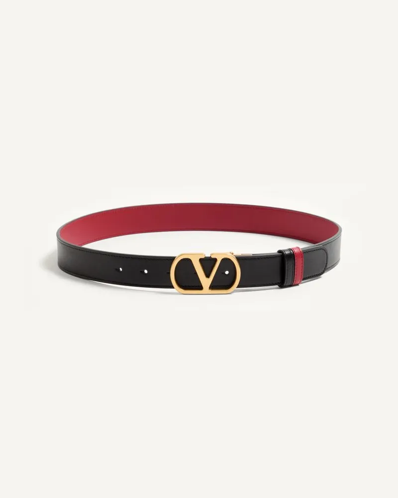 Valentino Garavani Valentino Garavani VLogo Signature Wendegürtel Aus Glänzendem Kalbsleder Frau SCHWARZ/ ROT Schwarz