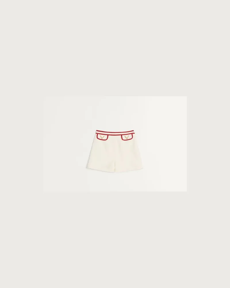 Valentino Garavani Crepe Couture Shorts Frau ELFENBEIN/ROT Elfenbein