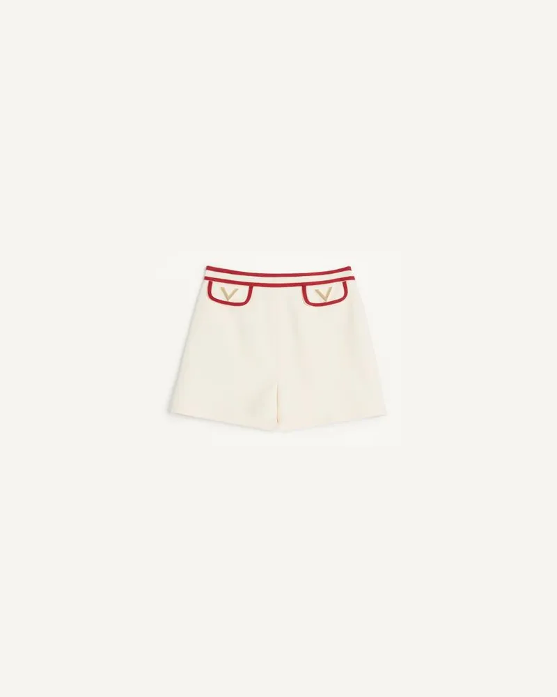 Valentino Garavani Crepe Couture Shorts Frau ELFENBEIN/ROT Elfenbein