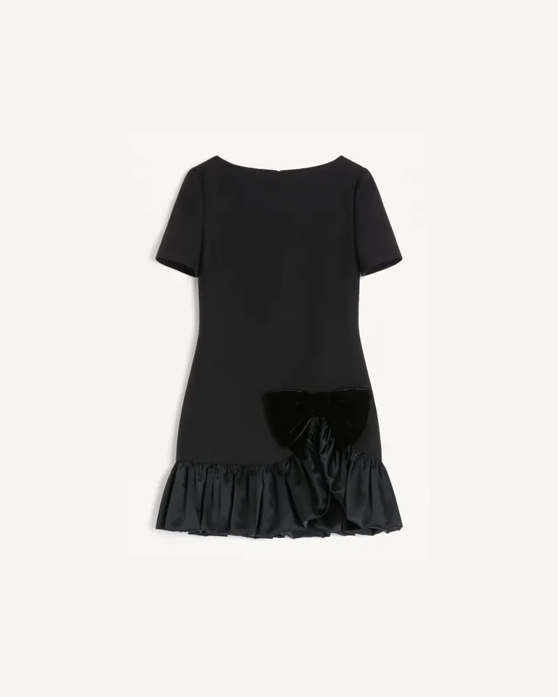 Valentino Garavani Kurzes Kleid Aus Crepe Couture Mit RÜSche Am Saum Aus Satin Frau SCHWARZ Schwarz