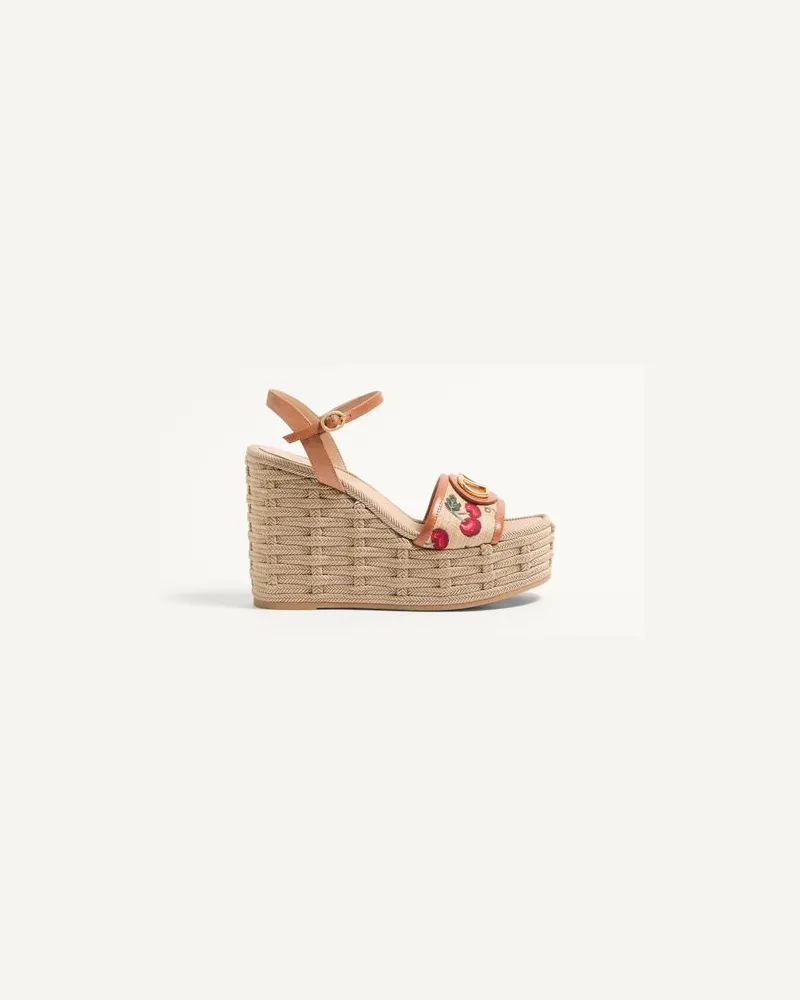 Valentino Garavani Vlogo Signature Keilsandalen Mit Cherryfic-Motiv 120 Mm Frau NATUR/ROT Natur