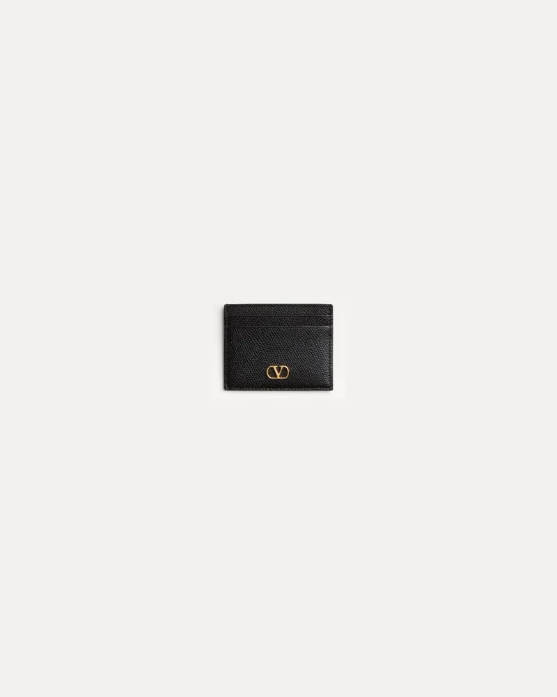 Valentino Garavani Porte-Cartes VLogo Signature En Cuir De Veau Grainé Frau SCHWARZ Schwarz