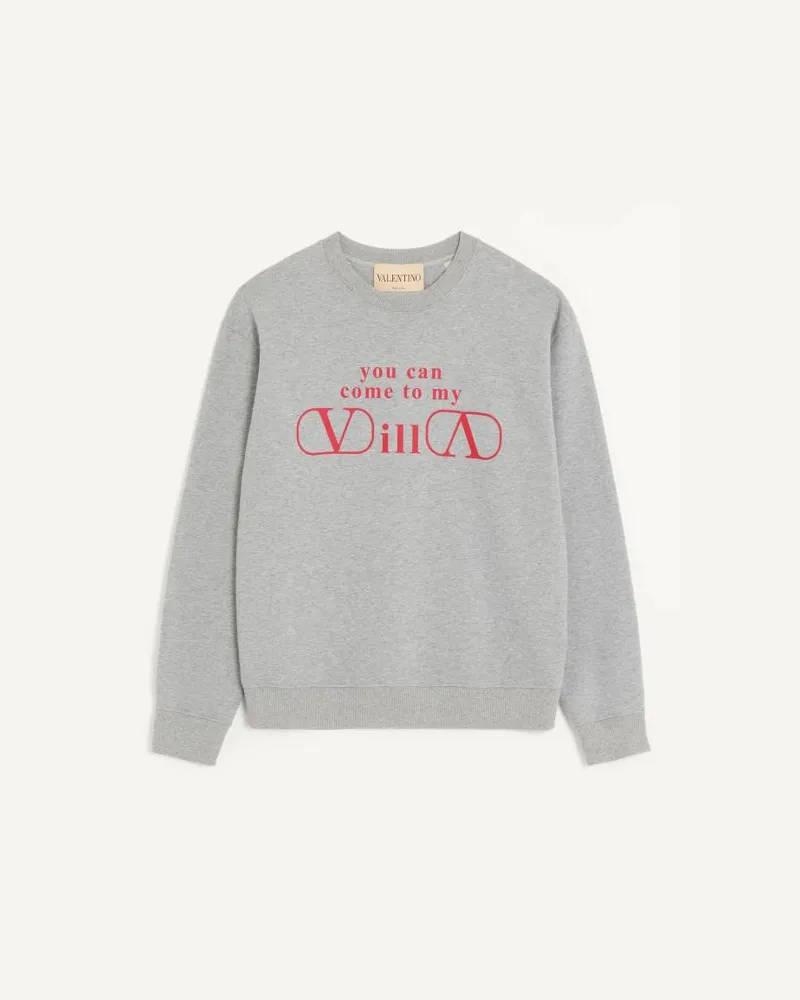 Valentino Garavani Valentino Sweatshirt aus Baumwolljersey mit YOU CAN COME TO MY VILLA-Print Mann GRAU/ROT Grau