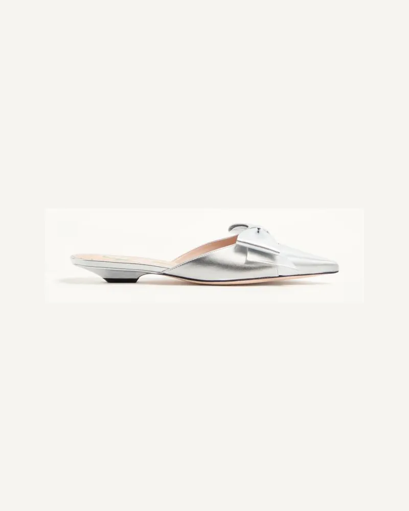 Valentino Garavani Bowow Mules aus beschichtetem Nappaleder, 20 mm Frau SILBER Silber