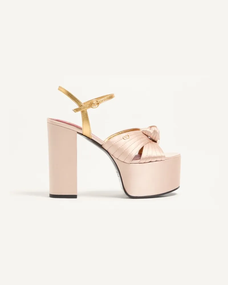 Valentino Garavani Satin-Plateausandalen 125 mm Frau SKIN/CRYSTAL Skin