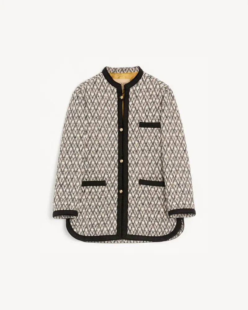 Valentino Garavani Valentino Bouclé-Wolljacke Mit Toute La V Jacquardmuster Mann MARINEBLAU/BEIGE Marineblau
