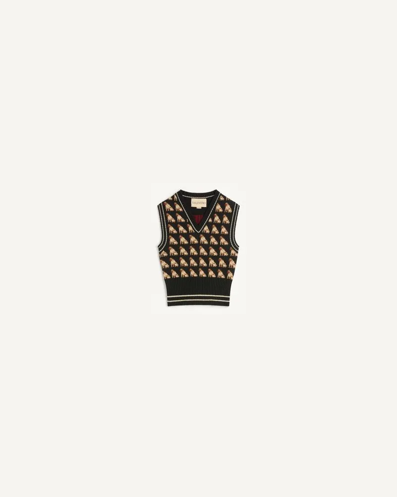 Valentino Garavani Petit Charles Jacquard Wollweste Frau SCHWARZ Schwarz