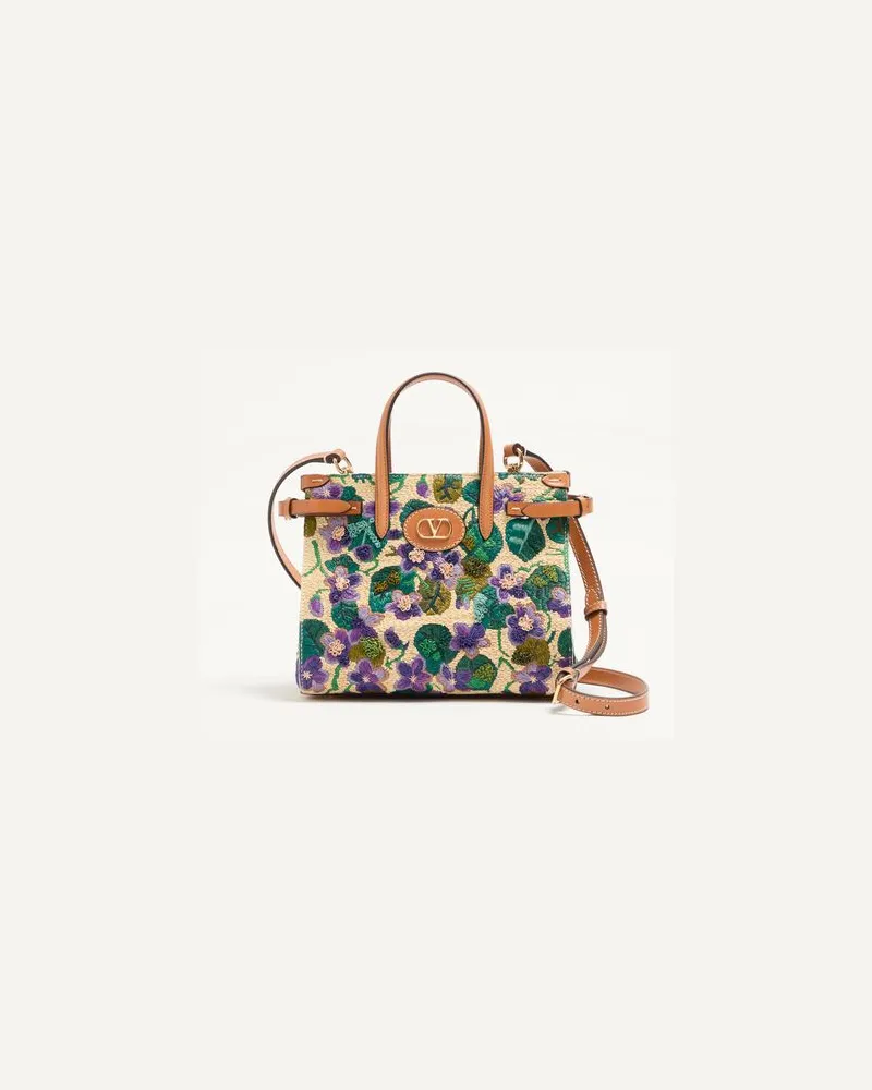 Valentino Garavani Kleine Valentino Garavani Antibes Shopper aus Raffiabast mit Stickerei Frau MULTICOLOR Multicolor