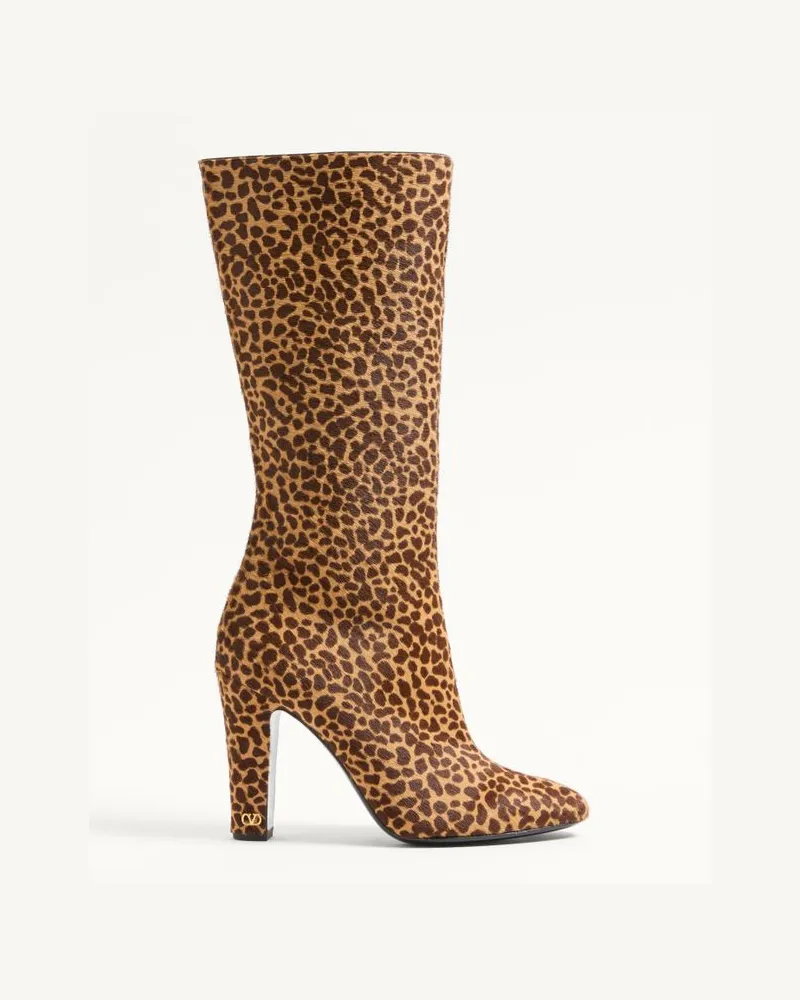 Valentino Garavani Hotty Stiefel aus Kalbsleder mit Pony-Effekt, 100 mm Frau ANIMALIER Animalier
